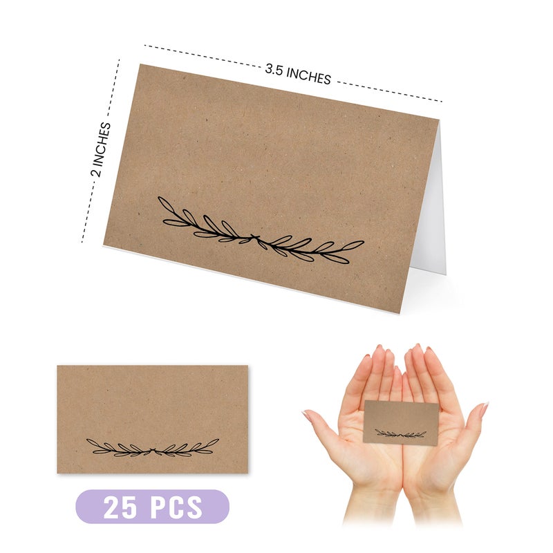 Hadley Designs 25 Rustic Kraft Tent Table Place Card For Wedding Thanksgiving Christmas Holiday Easter Catering Buffet Food Sign Paper Name Escort Card Folded Seat Assignment Setting Label Banquet Party Craft Event - Image 3